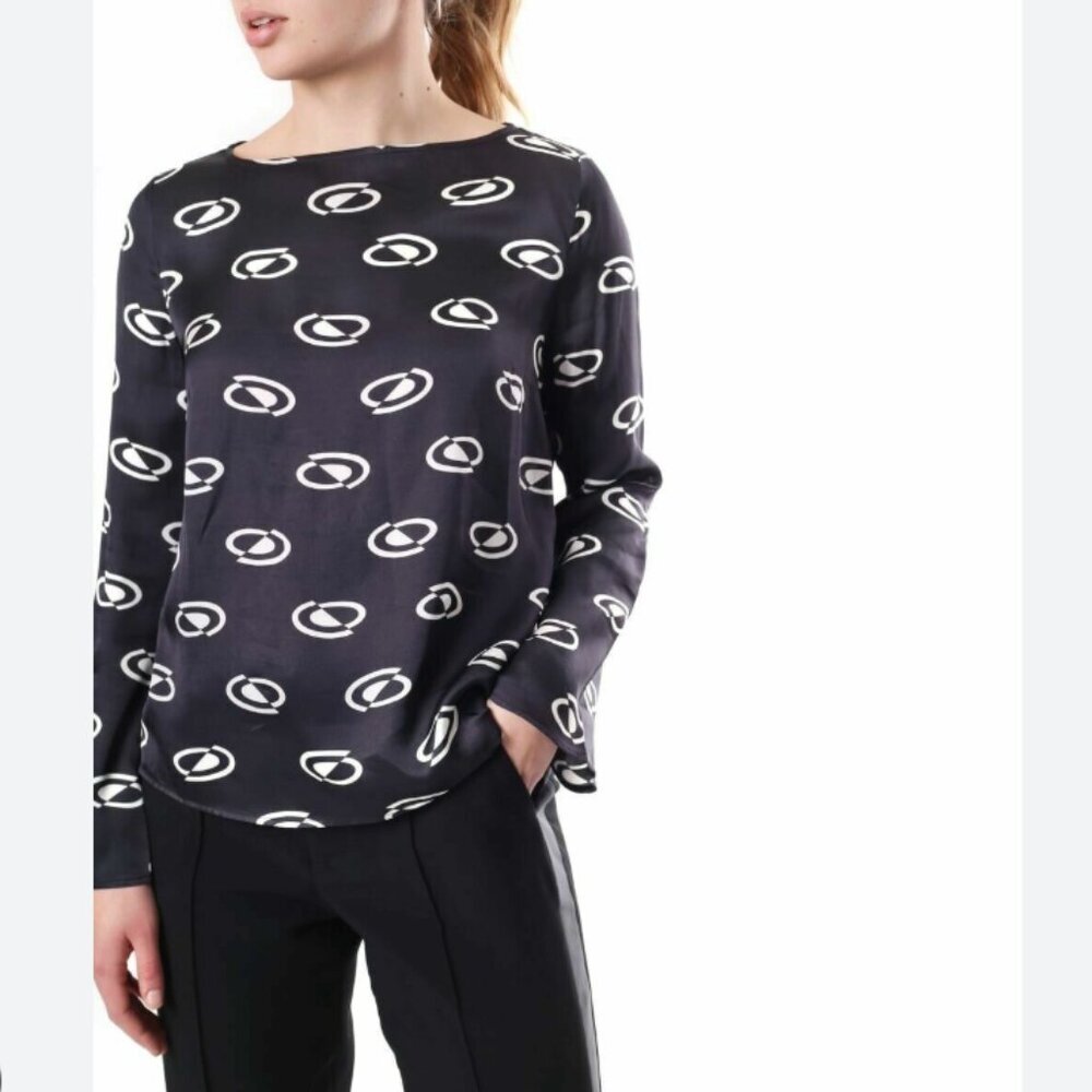 Rixo Scarlett space age silky spot blouse top
